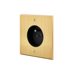 Brushed Brass - Single Cover Plate - Socket | Schuko sockets | Modelec