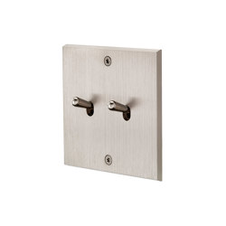 Brushed Steel - Single Cover Plate - 2 toggles | Toggle switches | Modelec