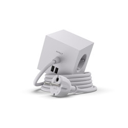 SQUARE 1 with Dual USB A ports & Magnetic base, 1.8m - GOTLAND GRAY | Multimedia ports | Avolt