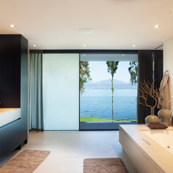 Frameless sliding windows with privacy screen | Window types | swissFineLine